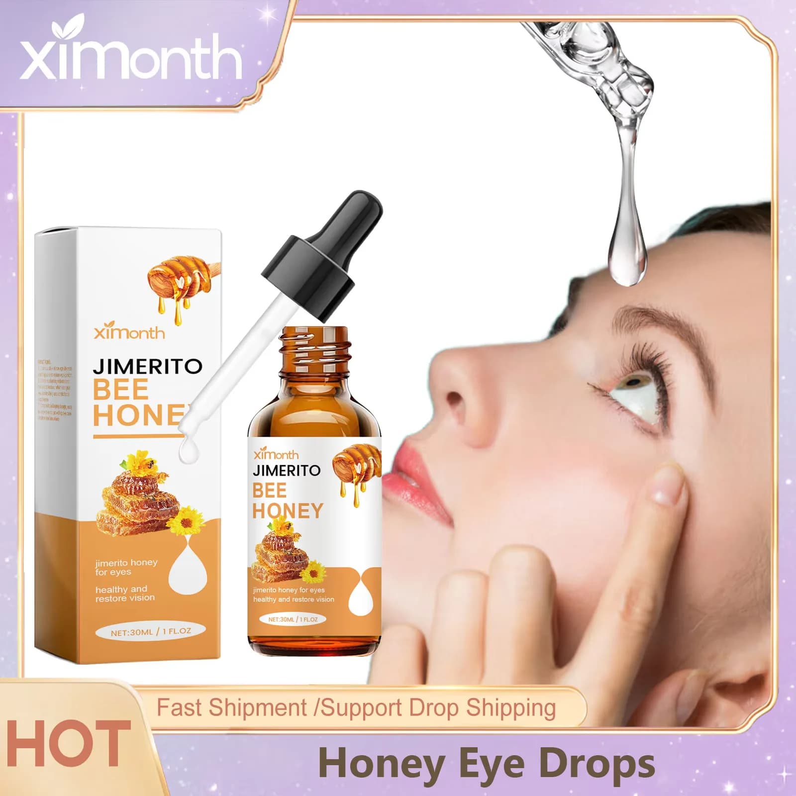 Honey Eye Drops Liquid for Eye Care Relieves Shade for View Dry Eye Symptom Anti-Infectiom Refreshing Hydrate Eye Health