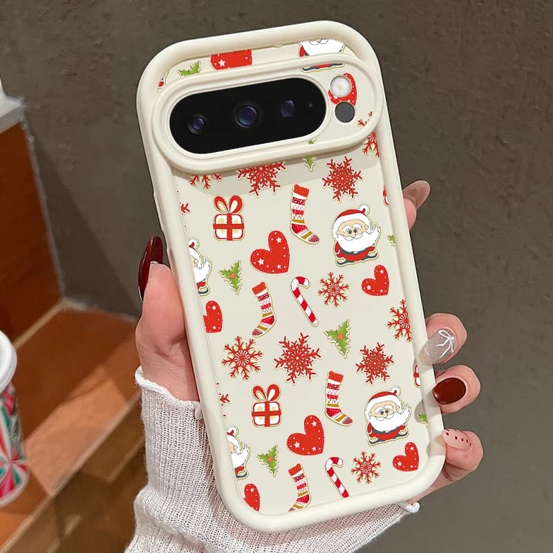Christmas Santa Claus Pattern Soft Case For Google Pixel 10 Pro 8A 7A 9A 10 9 Pro XL Shockproof Phone Cover For Pixel 7 8 9 Pro