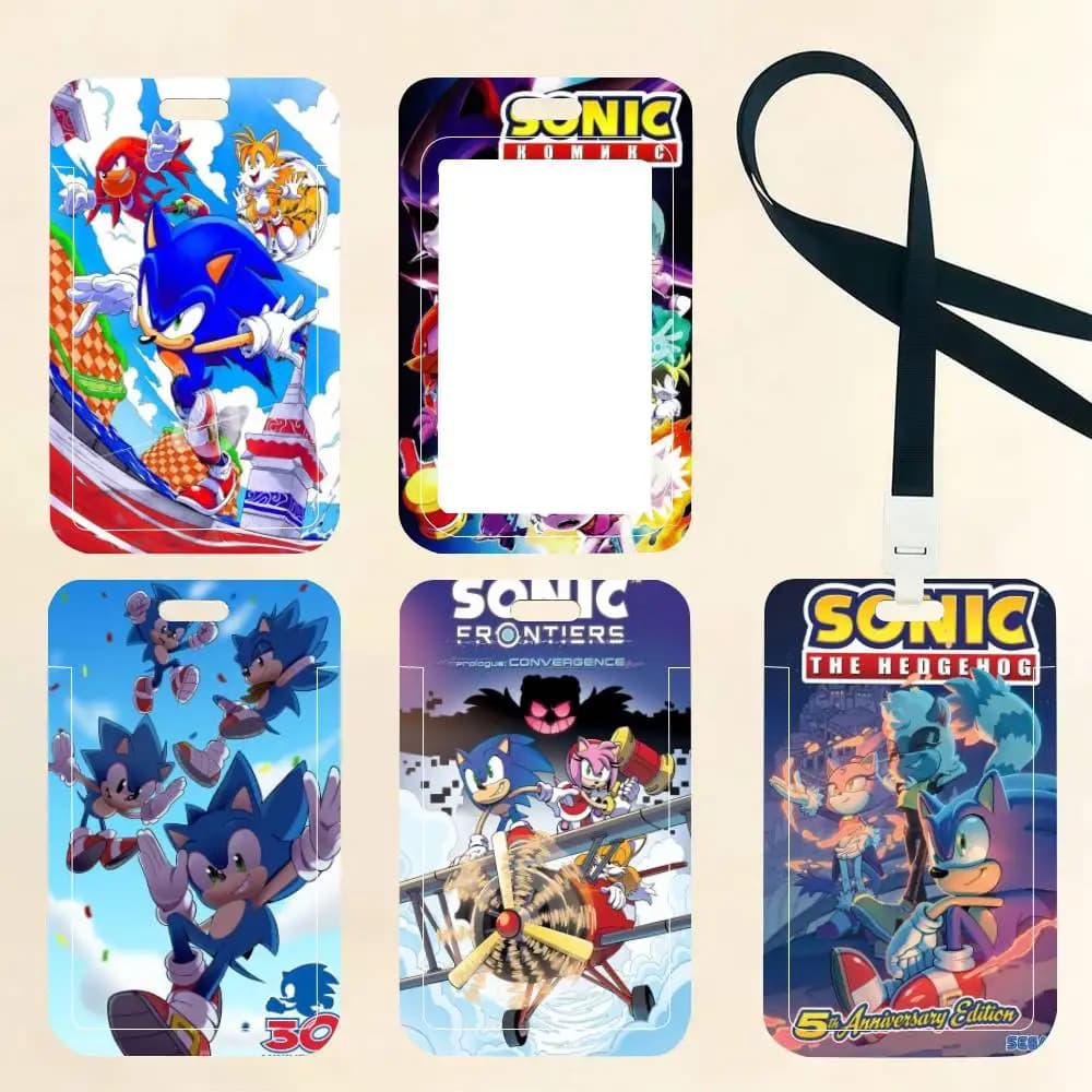 Video Games S-Sonics CartoonS ID Card Holder Neck Strap Pendant Door Badge Holder Lanyards Keychain Work Credential Case Gift