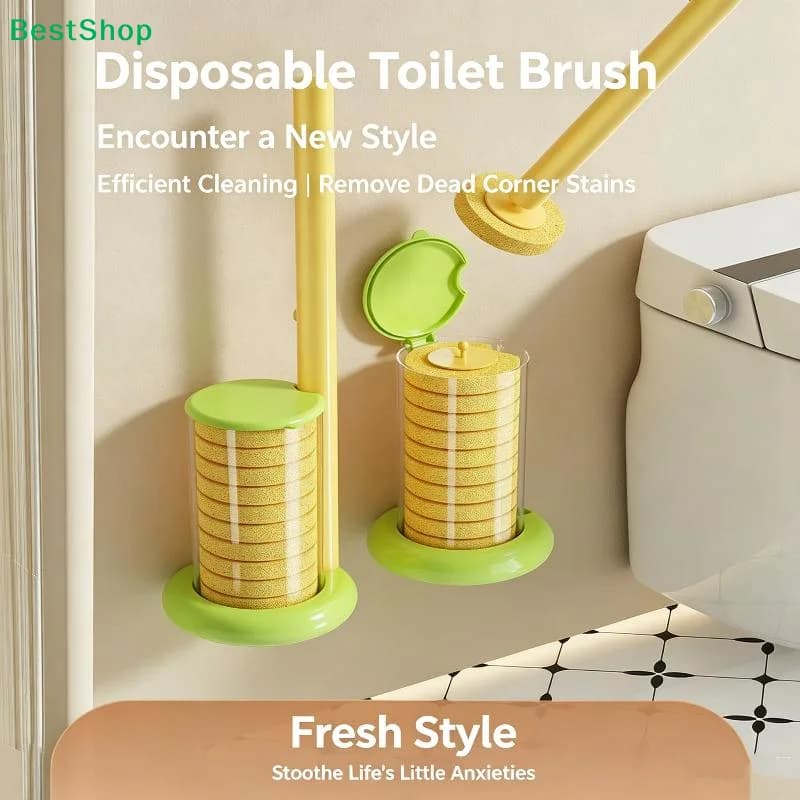 Set di Spazzole per WC Usa e Getta, Sterili, Senza Punti Morti, con Testine Sostituibili per la Pulizia del Bagno