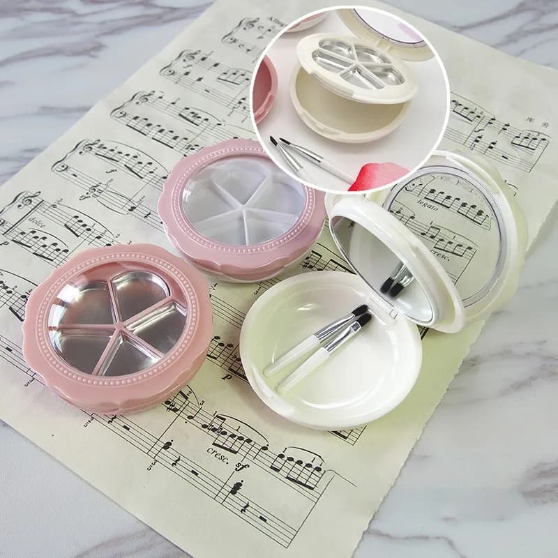 Vacuum Container for Makeup with 5 Parts, for Cypria, Umbrella, Rossetto, Fard, with Brush and Mirror, Makeup Tools