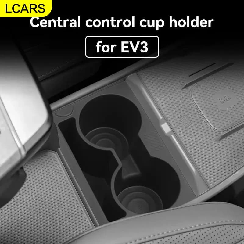 Tappetino Antiscivolo e Stabilizzatore per Portabicchieri della Console Centrale Kia EV3 2024-2025, Accessorio Organizzatore per Interni Auto