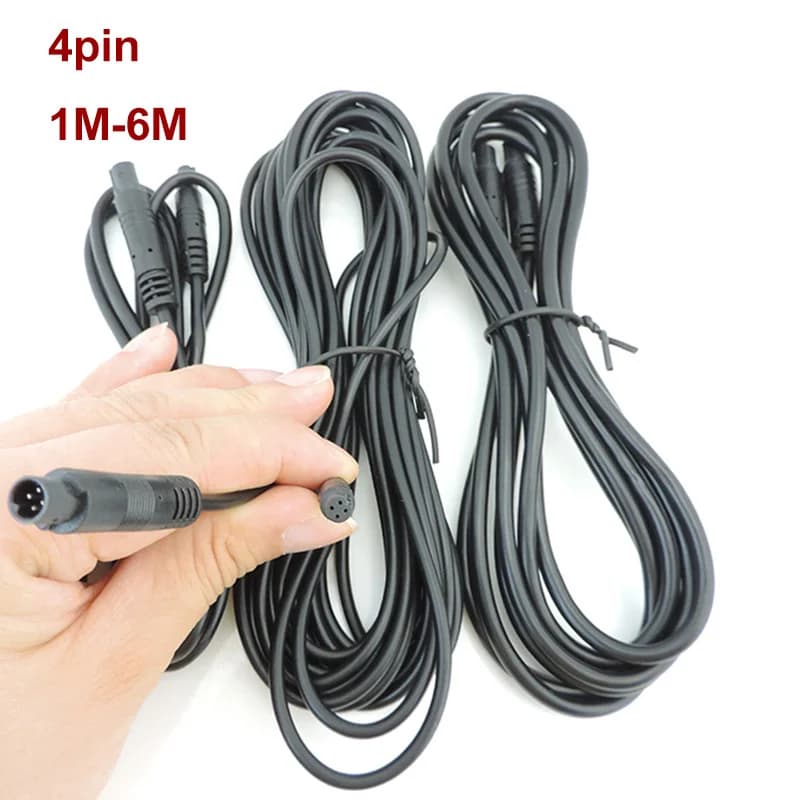 4pin 4 core 1m 2m 6m Male-female cable Extension connector for car DVR camera Monitor HD Camera for vehicle Reverse Copper Wire t1