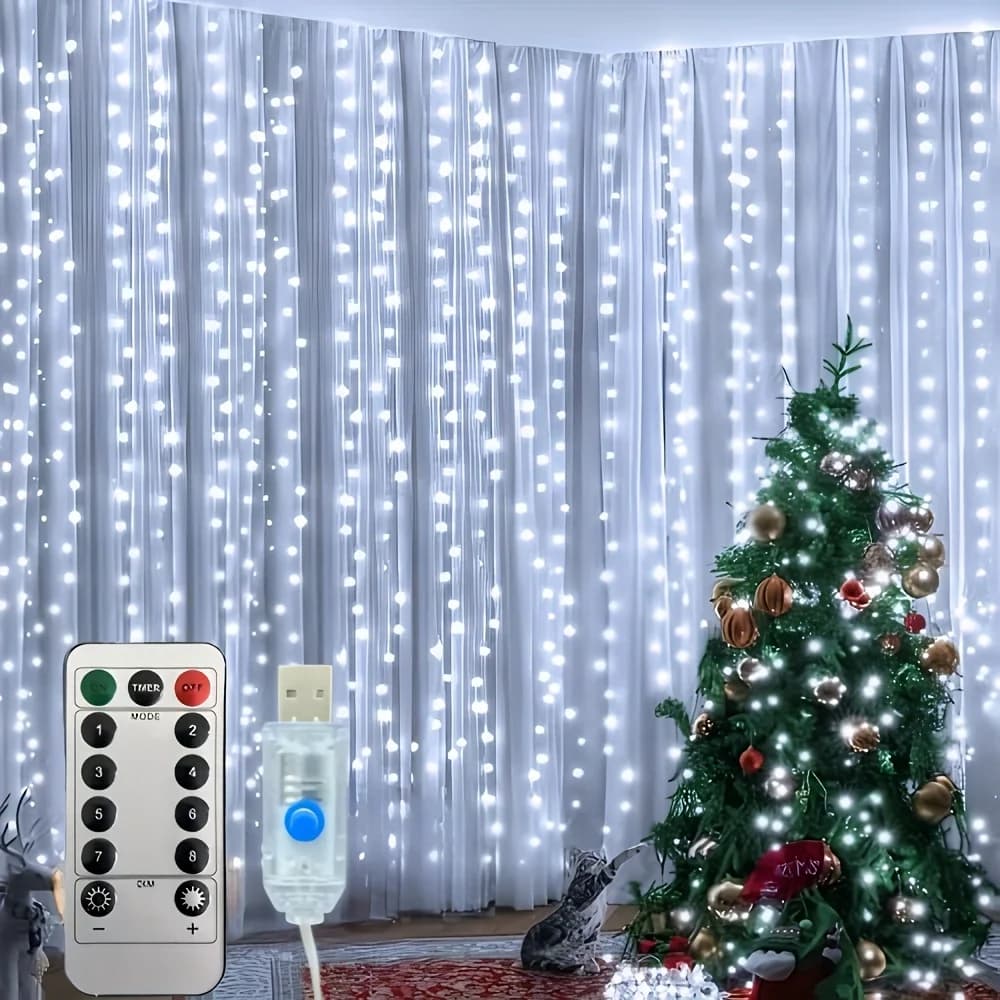 Indoor Bedrooms Home Birthday Decoration Wedding Party Christmas Halloween LED 8 Flashing Modes USB Powered Fairy Curtain Lights