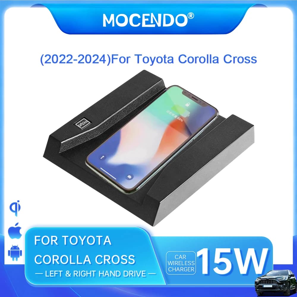 Caricabatterie wireless 15W per Toyota Corolla Cross 2022-2024, accessori per auto, caricabatterie rapido per auto.
