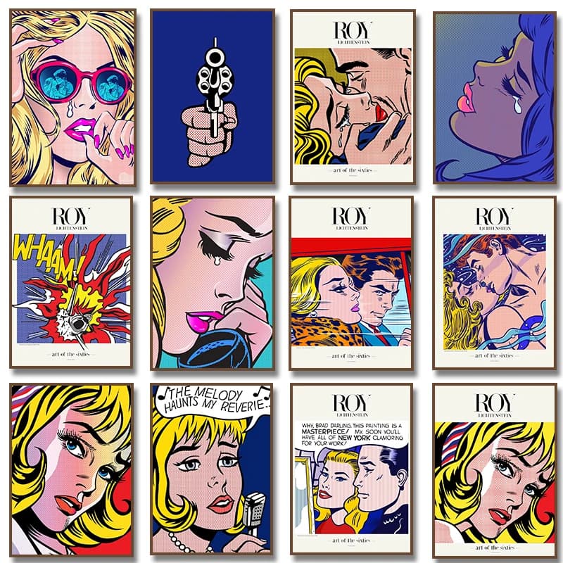 Pop Art Roy Lichtenstein Canvas Painting Woman Portrait Posters and Prints Abstract Art for Living Room Wall Art Home Decor