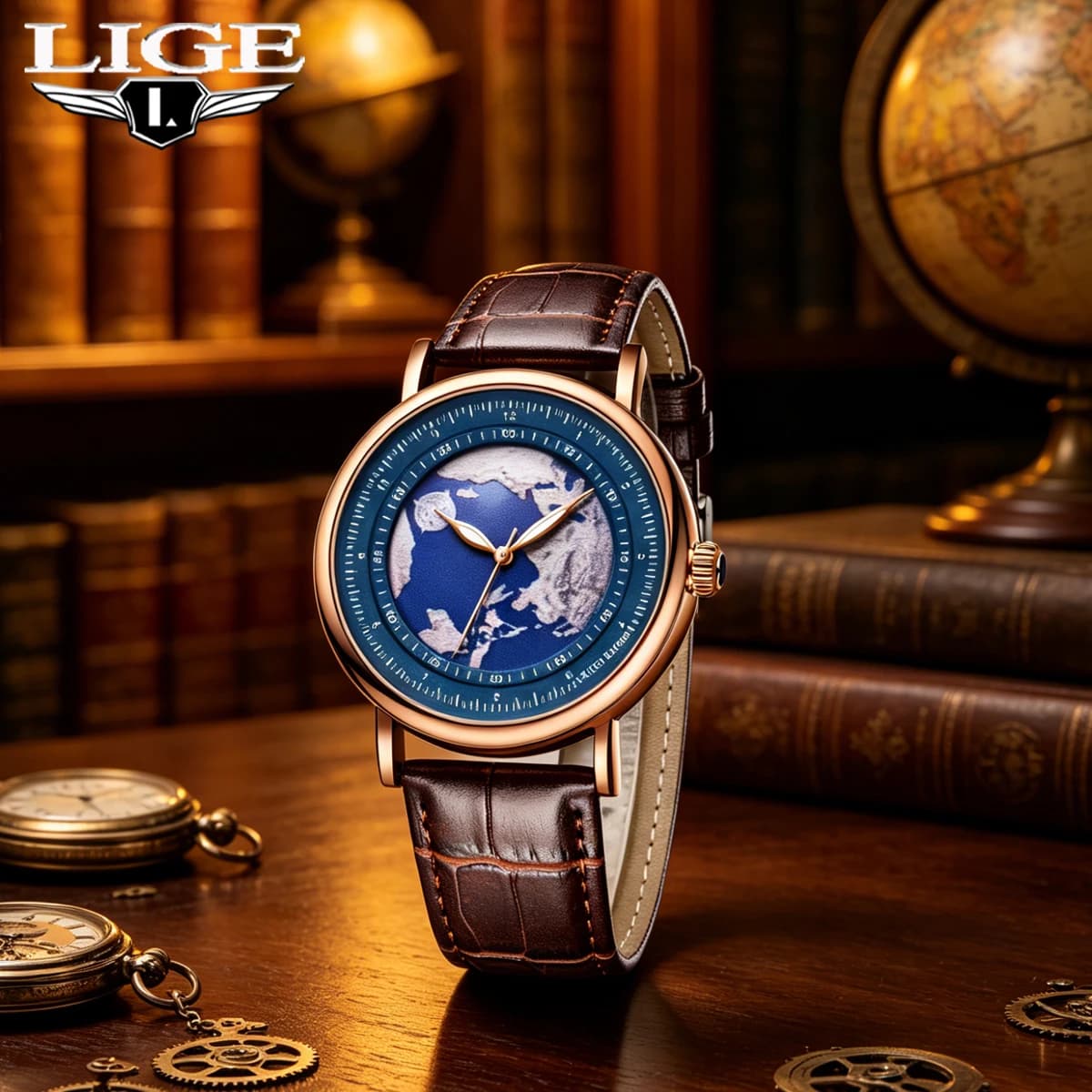 LIGE 2026 New Top Brand Luxury Man Wristwatch Waterproof Luminous Unique Men Watches Leather Quartz Men's Watch Male reloj