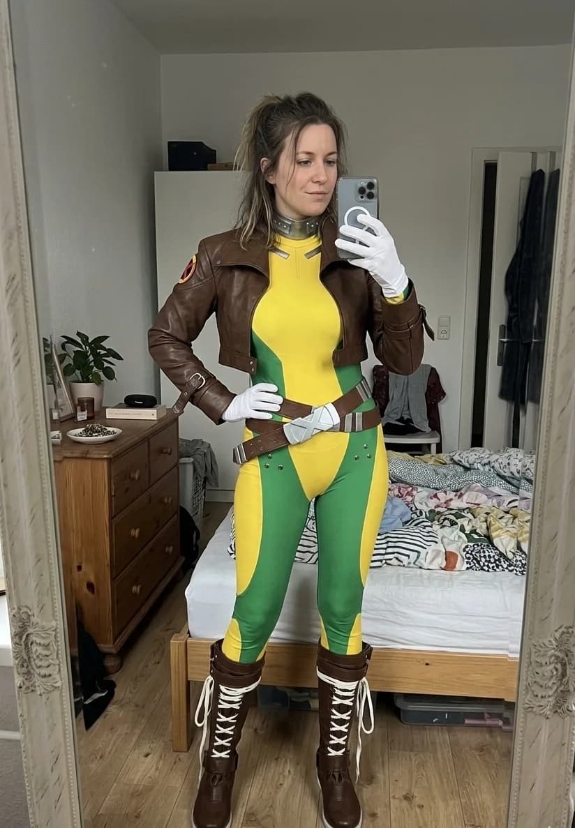 Rogue Cosplay Costume Rivals Halloween Jacket Coat Belt Jumpsuit Suit