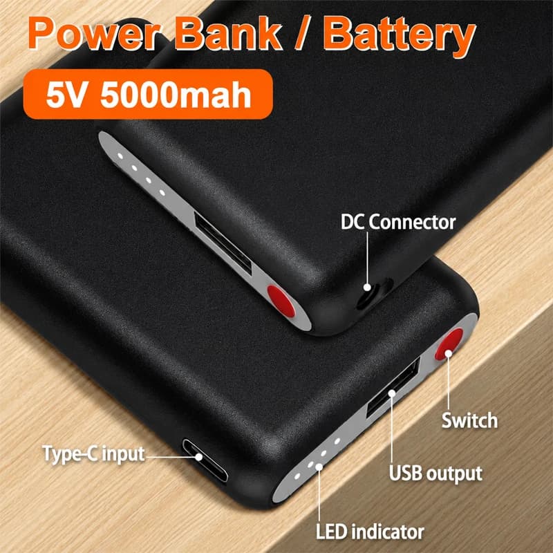 Power Bank 5V 5000mAh Heated Gloves Battery Rechargeable for Heating Vest, Heating Socks,Winter Outdoor Batteries Mobile Power