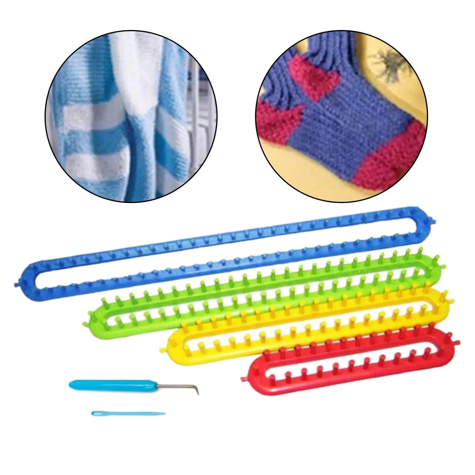 Rectangular 4Pcs Knitting Looms Craft Handmade Sewing Tools Knitter Set for Shawl Sock Sweater Gloves Weaving Tool