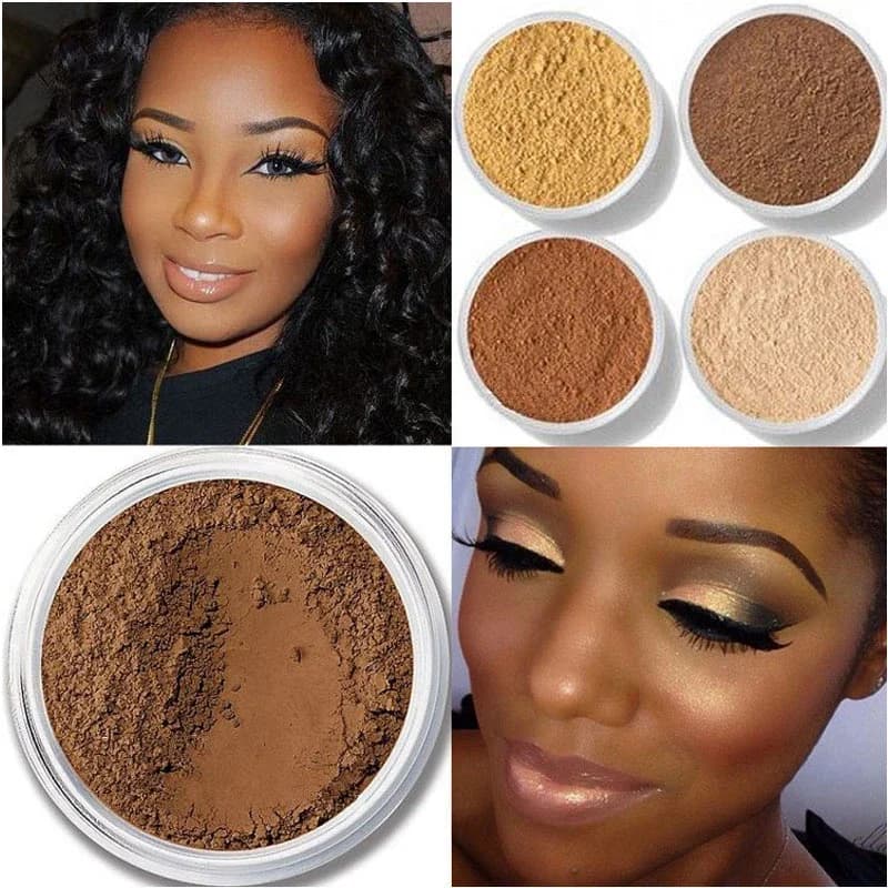 Trucco Cipria fissante sciolta Controllo olio minerale opaco Correttore viso a lunga durata Finitura Bronzer Contorno per pelle nera scura