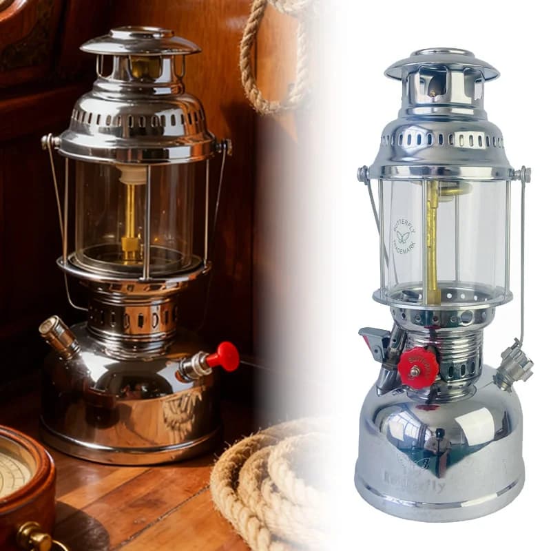Lampada a olio portatile multiuso Lanterna da esterno Illuminazione a gas Antivento Campeggio Escursionismo Pesca Picnic Spiaggia Retro Emergenza