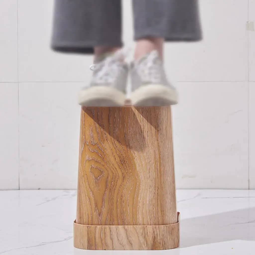 Elegante Cestino per Rifiuti Effetto Legno in Plastica ABS, Contenitore Grande per Cucina e Soggiorno