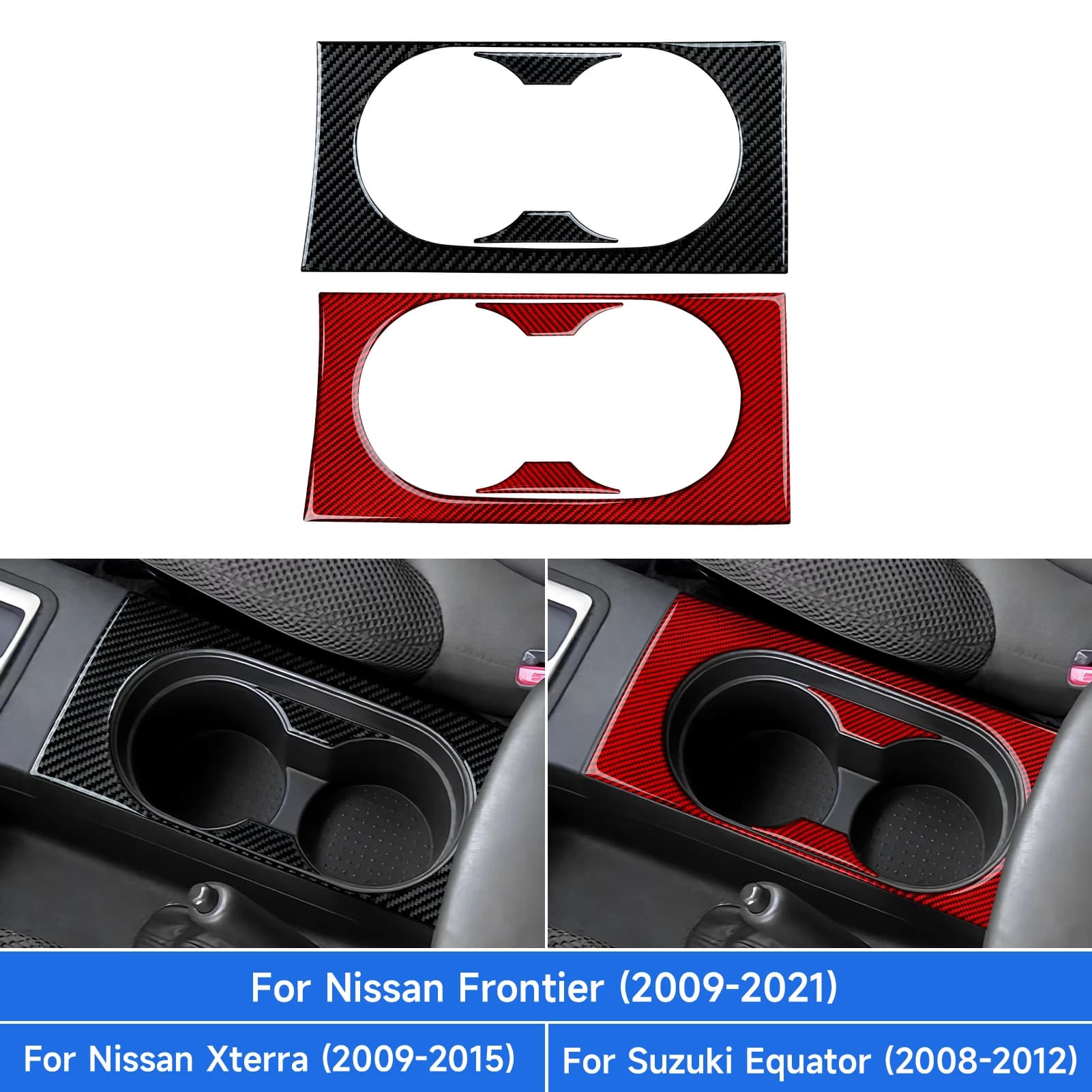 Carbon Fiber Sticker. Car Center Console Water Cup Holder Panel. For Nissan Frontier Xterra. For Suzuki Equator Accessories.