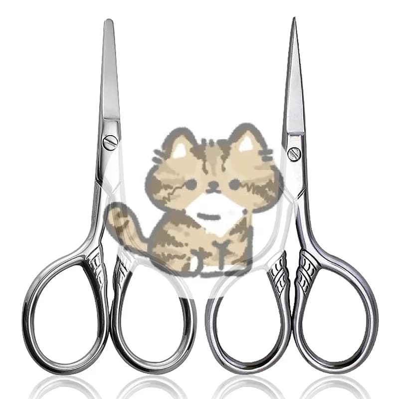 1 paio di forbici piccole in acciaio inossidabile per trucco e cura delle sopracciglia, per manicure, cuticole, barba, baffi e peli del naso.