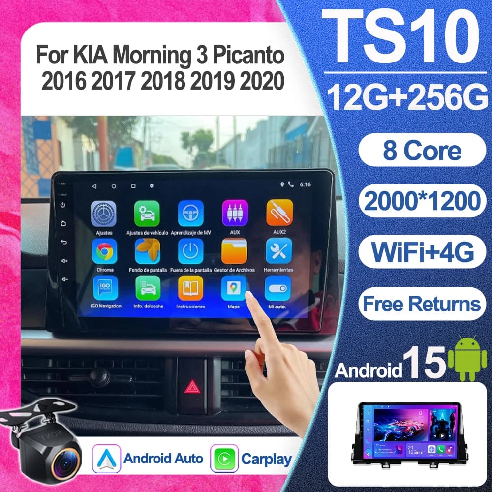 Android15 Carplay Auto For Kia Morning 3 Picanto 2016 2017 2018 2019 2020 Multimedia Navigation Car Radio Player Wifi+5g Dsp Rds