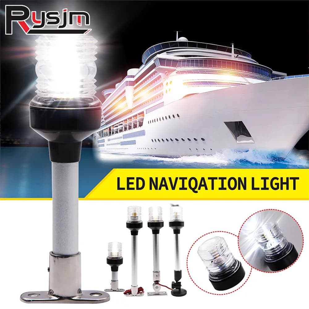 HD 12 pollici Pactrade Boat Sailing Signal Light Avvertimento in acciaio inossidabile Luce di ancoraggio Luci di navigazione a LED Tutte rotonde a 360 gradi