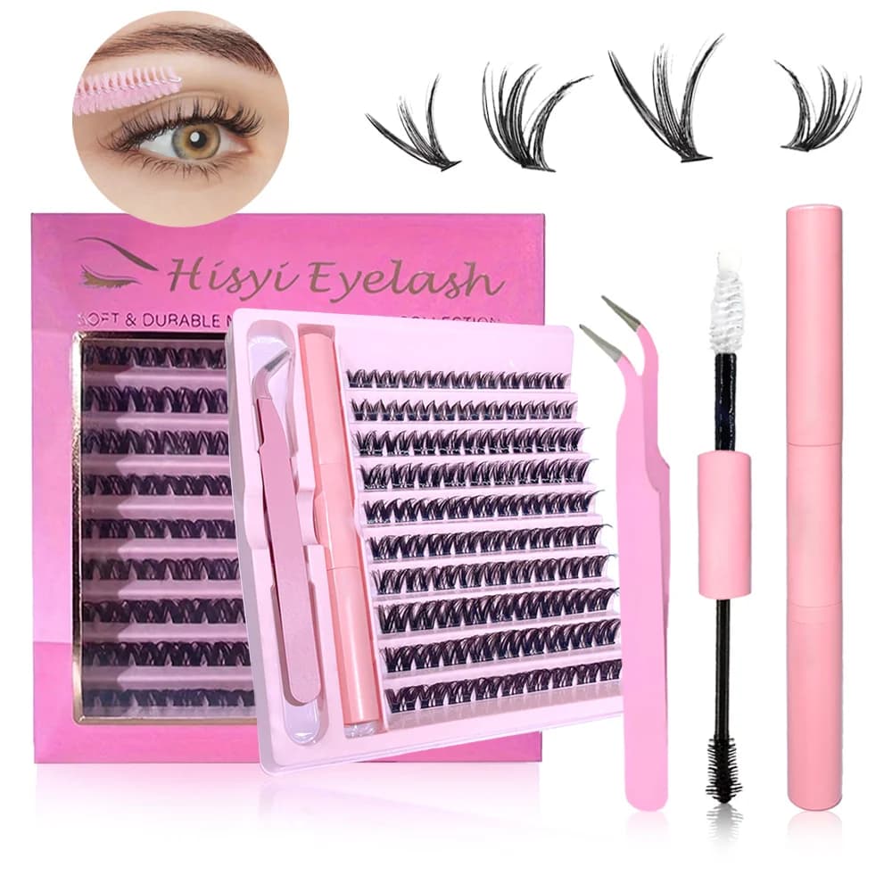 Kit per Extension Ciglia 3D 190 Pezzi, Set Fai-da-Te con Colla e Sigillante, Strumenti per il Trucco Inclusi Accessori per Colla e Piegaciglia