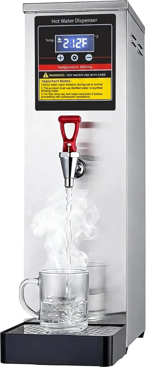 Commercial Countertop Water Boiler - 1600W 30L / 8GPH Instant Hot Water Dispenser, Step-Heating with 86-212°F Adjustable Temp, For Boba Tea Shop, Cafe, Office