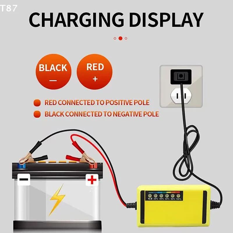 Caricabatterie per auto e moto 12V 4AH-20AH 220V con display LED per batterie al piombo a umido e a secco, caricabatterie a impulsi per riparazione