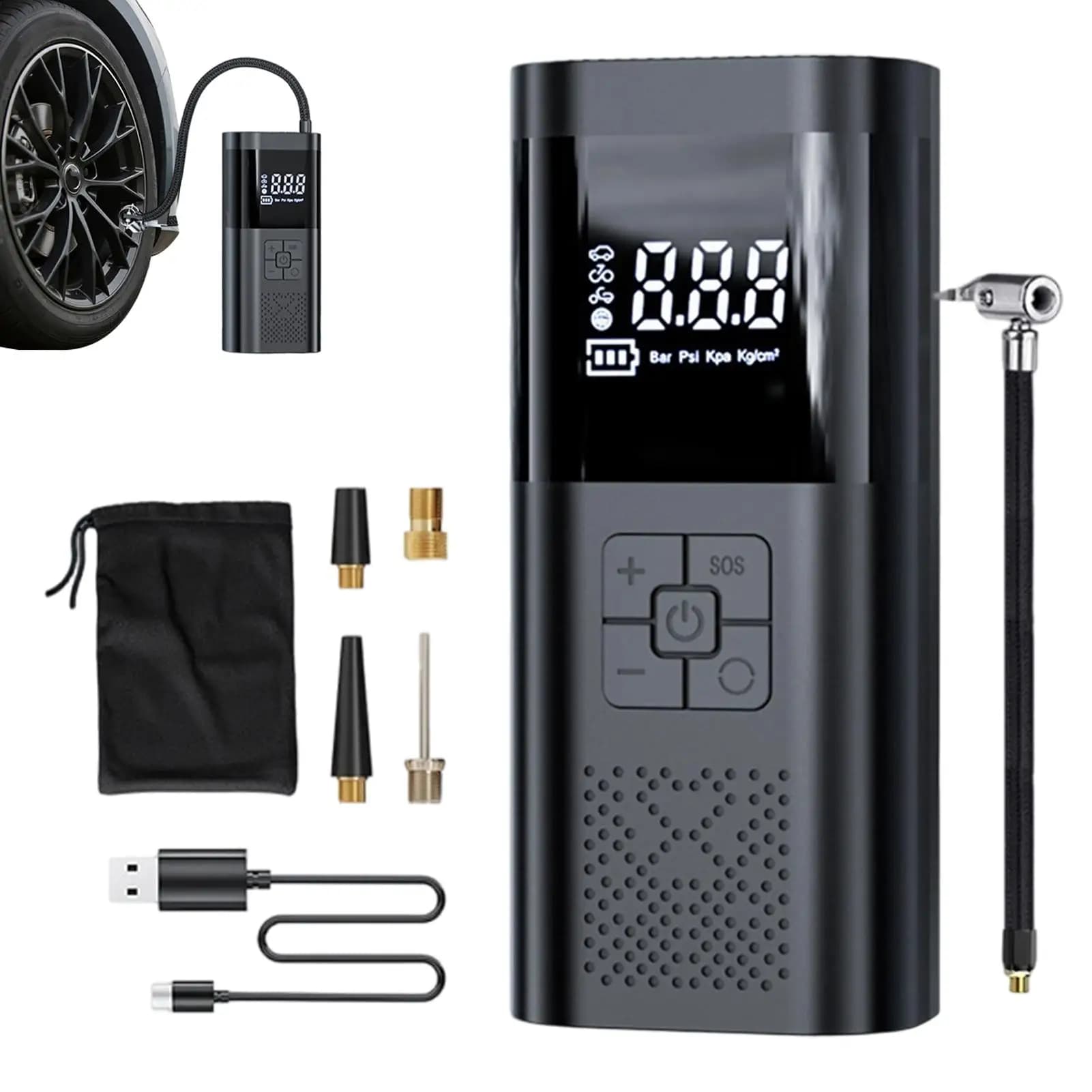 Portable Air Compressor for Car Tires Fast Air Pump Tire Inflator Accurate Pressure Air Pump for Motorcycle Bicycle Ball