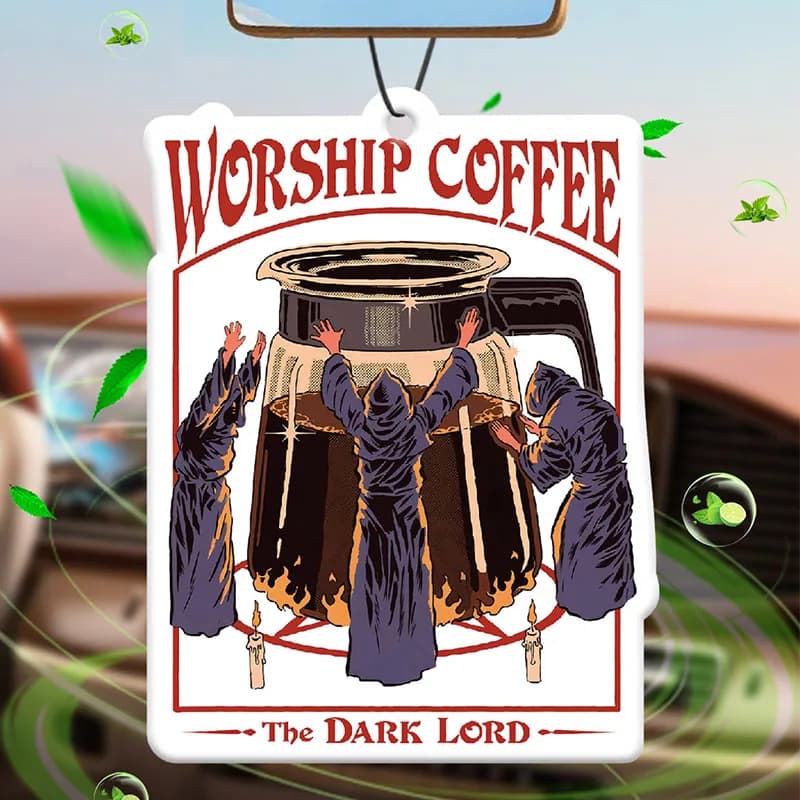 Profumo per auto “Worship Coffee” - Ciondolo profumato a lunga durata per auto, con fragranza che evoca i nostri veri padroni.