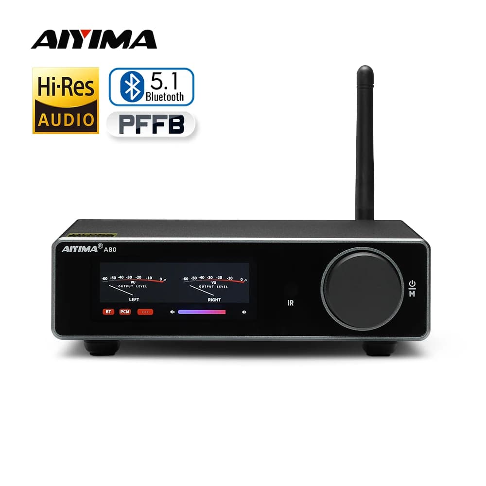 AIYIMA Audio A80 TPA3255 Amplificatore di potenza PFFB stereo DAC Bluetooth 300Wx2 Classe D 2.0 Amplificatore digitale ad alta risoluzione con ingresso USB TRS OPT