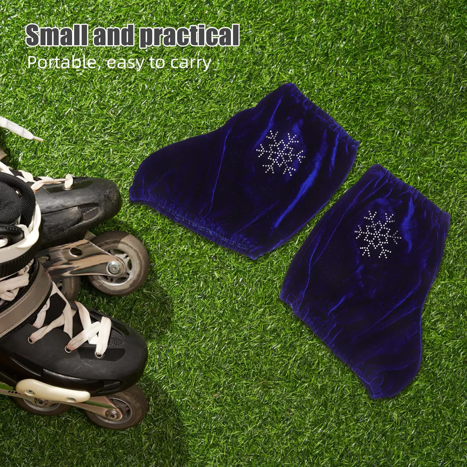 Figure Skate Covers 1 Pair Blue Flower Pattern Boot Protectors for Medium Ice Skates Training Competition