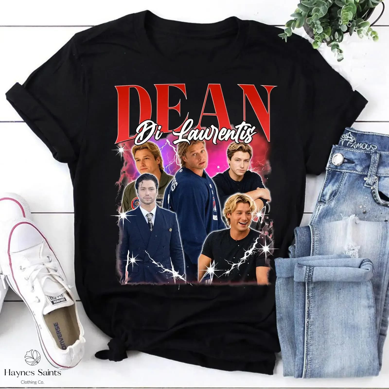 Dean Di Laurentiis Retro T Shirt Y2K Celebrity Bootleg Vintage Actor Collage Pop Culture vintage Washed fashion Unisex graphic