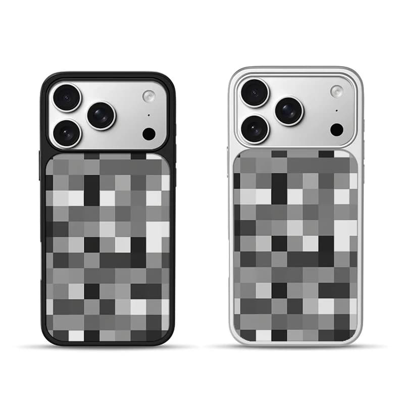 Cover per iPhone 17 Air 16 Pro Max 15 14 Plus 13 12 Pro 11 con Mosaico Elettroplaccato Bianco, Nero e Grigio e Colla a Goccia