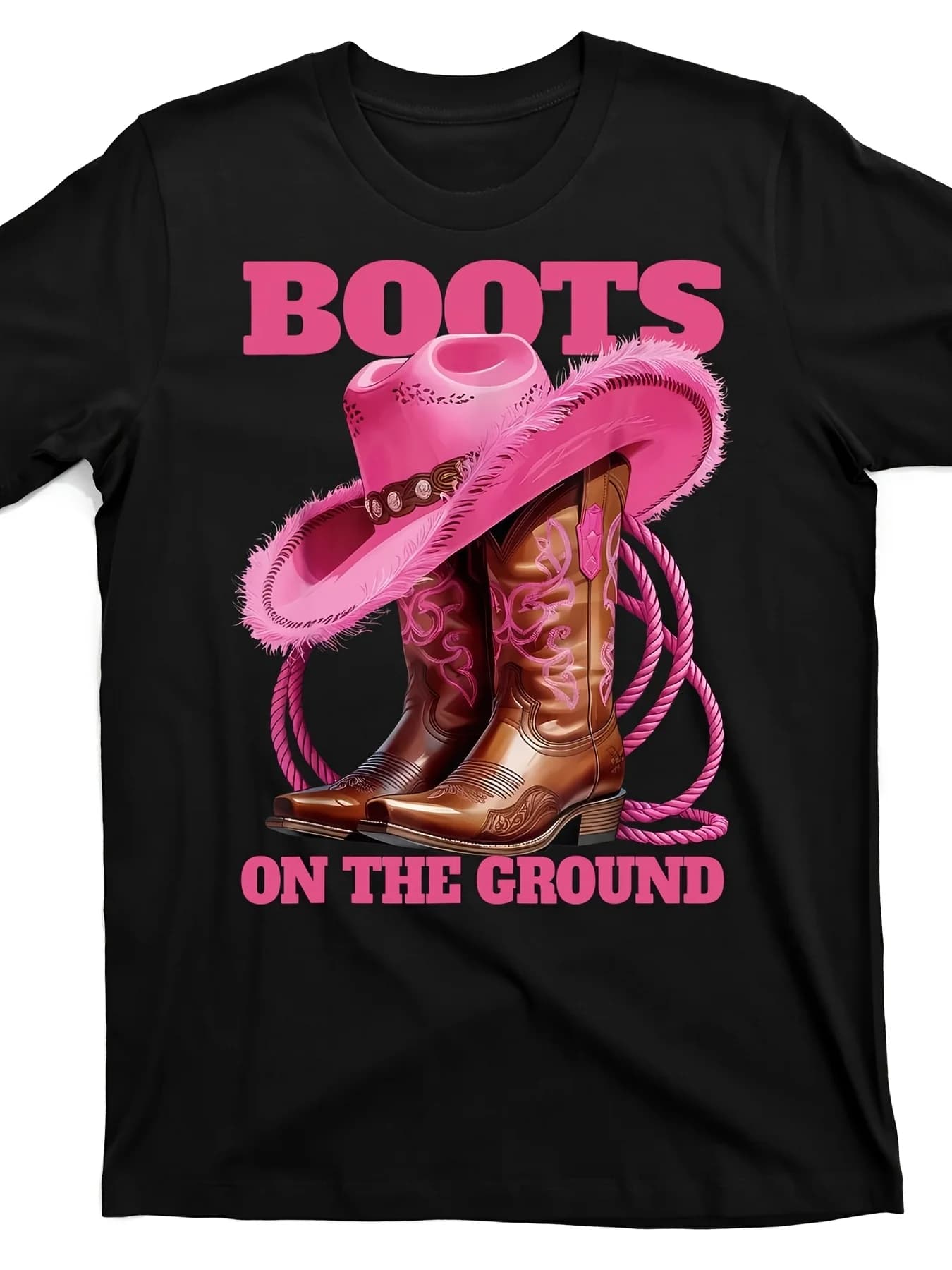 [Cool Design, T-shirt da uomo] T-shirt da uomo in cotone casual con divertenti stivali sul terreno, design western cowboy