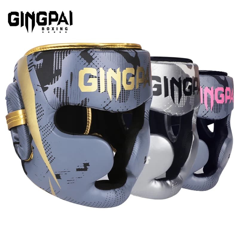 Adulti Bambini Casco da boxe MMA Sanda Muay Thai Taekwondo Copricapo con assorbimento degli urti completamente coperto Equipaggiamento protettivo per l'allenamento