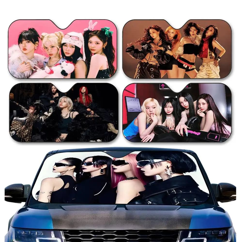 Parasole Pieghevole per Parabrezza Auto KPOP Aespa, Protezione UV per Finestrini, Mantiene l'Auto Fresca