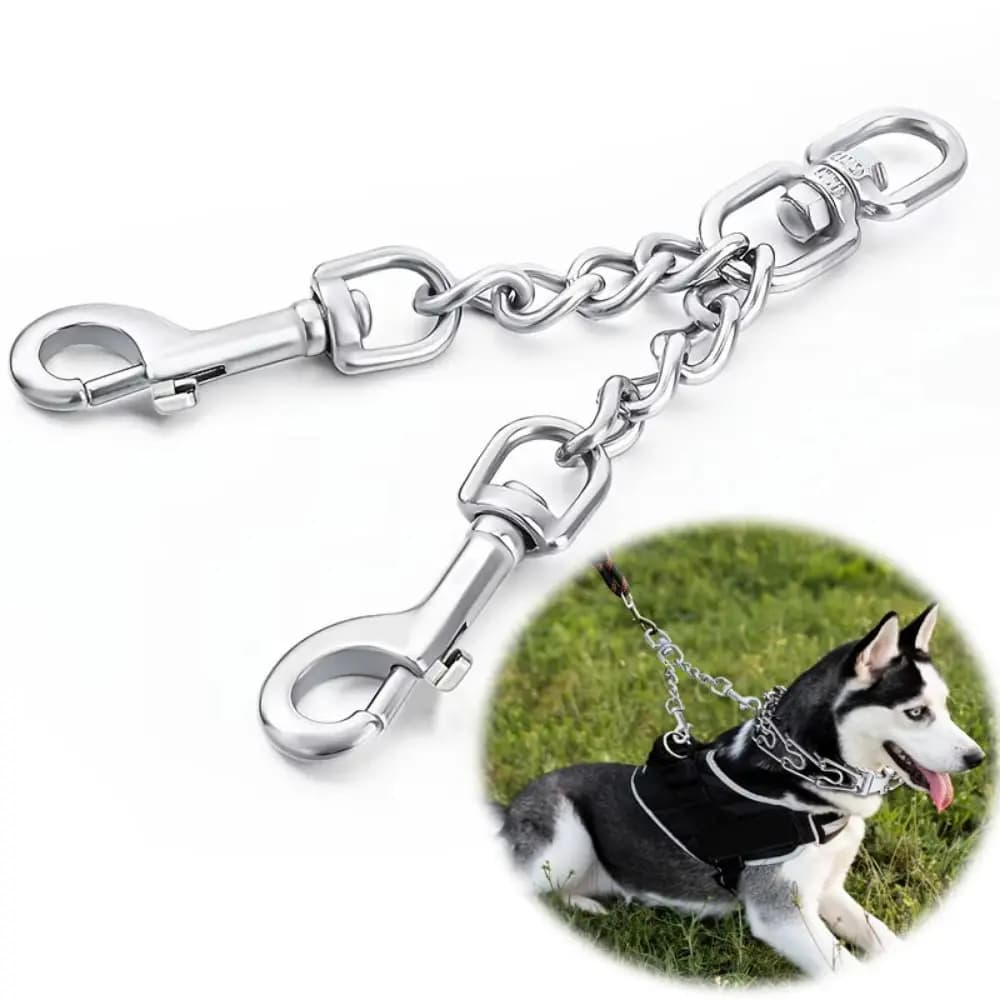 Clip di Sicurezza per Cani a Doppia Fibbia, Resistente e Robusta, Connettori per Collare a Punte e Imbracatura Senza Trazione, Doppie Chiusure