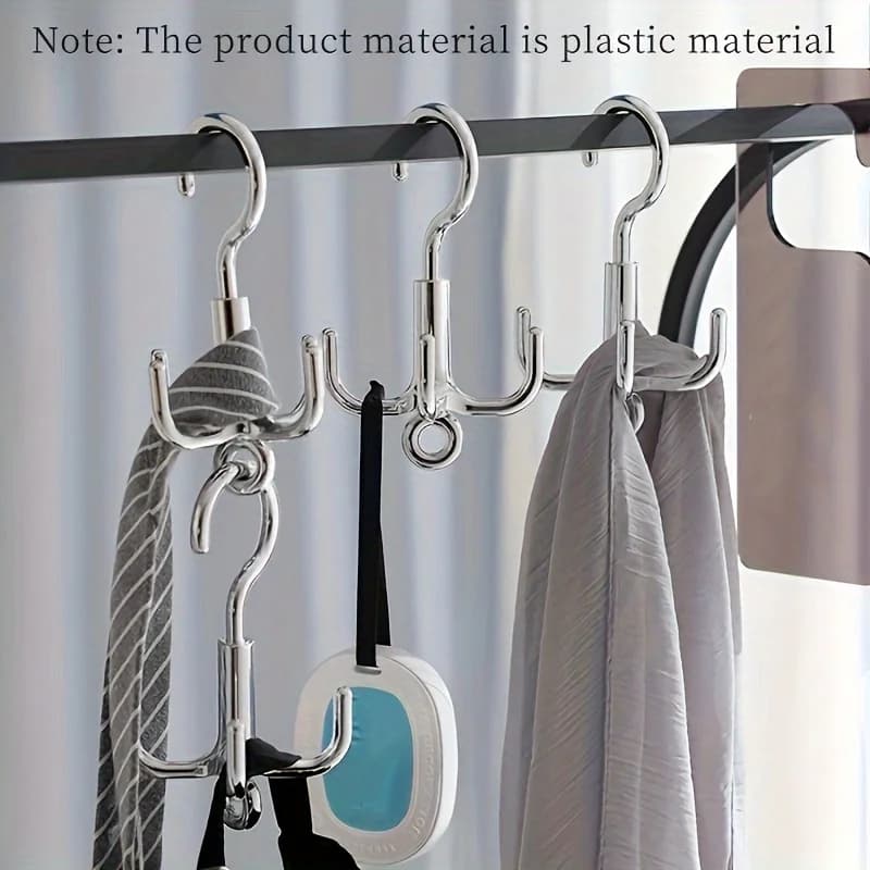 1pc Rotating Hook Dress Hook Not Perforated 4 claws Organizer Bag Scratch Scratch Coat Hat Clothes Organizer Wardrobe Storage Rack