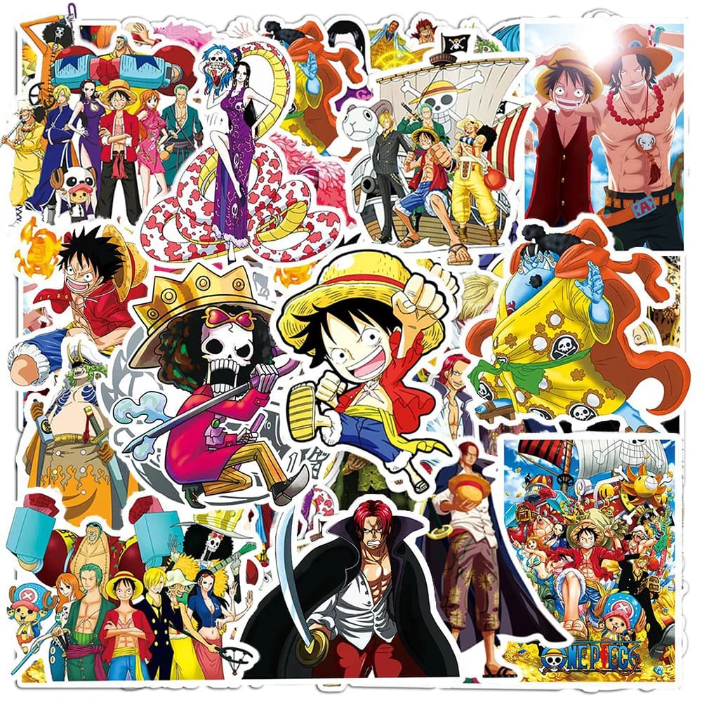 10/30/50 Pezzi Adesivi Classici Anime One Piece, Cool Decalcomanie Cartoon di Luffy e Ace per Casco, Notebook, Telefono, Chitarra, Decorazioni e Giocattoli
