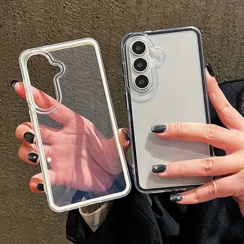 Custodia di Lusso con Cornice Color Caramella e Retro Trasparente per Samsung Galaxy S26 S25 Edge S24 FE S23 S22 Ultra Plus, Cover Antiurto in Acrilico