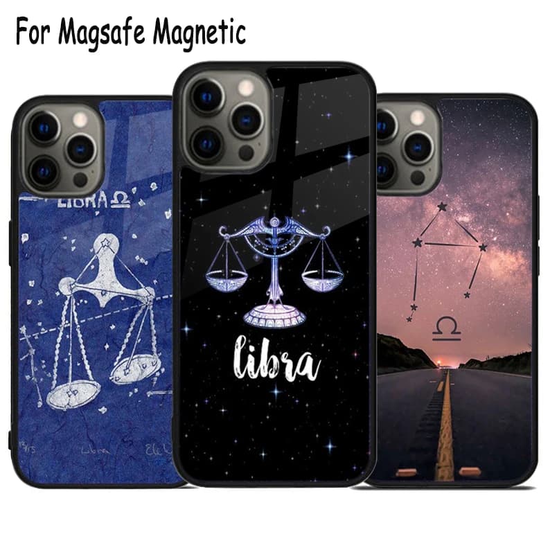 Cover Magnetica Bumper Zodiac Libra Balance per iPhone 17 Air 15 16 16e 14 13 11 12 Pro Max Plus con Ricarica MagSafe