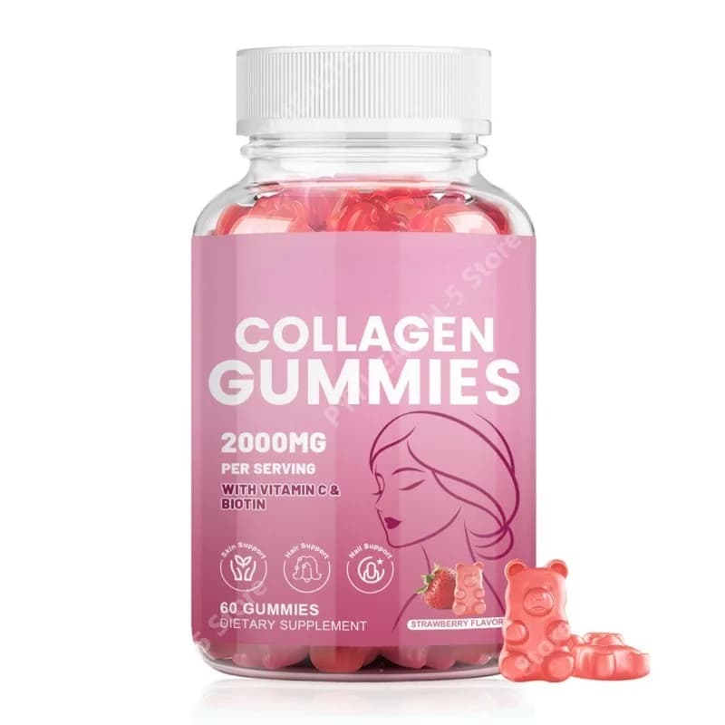 Gommose al Collagene con Biotina e Vitamina C, Integratore per Capelli, Pelle, Unghie e Articolazioni, 60 Gommose per Adulti