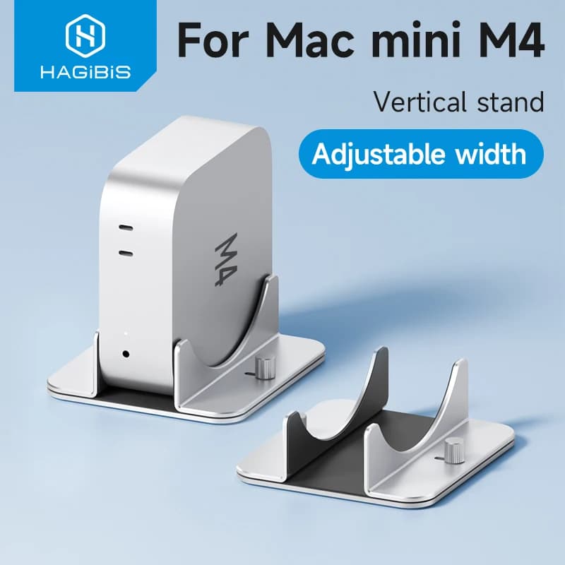 Supporto verticale Hagibis per Mac Mini M4/M4 Pro Supporto da tavolo per laptop in lega di alluminio Supporto regolabile antiscivolo per il nuovo Mac mini