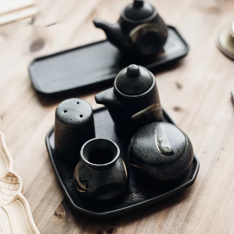 Set di pentole per condimenti Scatola in stile giapponese per la casa Cucina Ristorante Salsa di soia in ceramica con sapore combinato