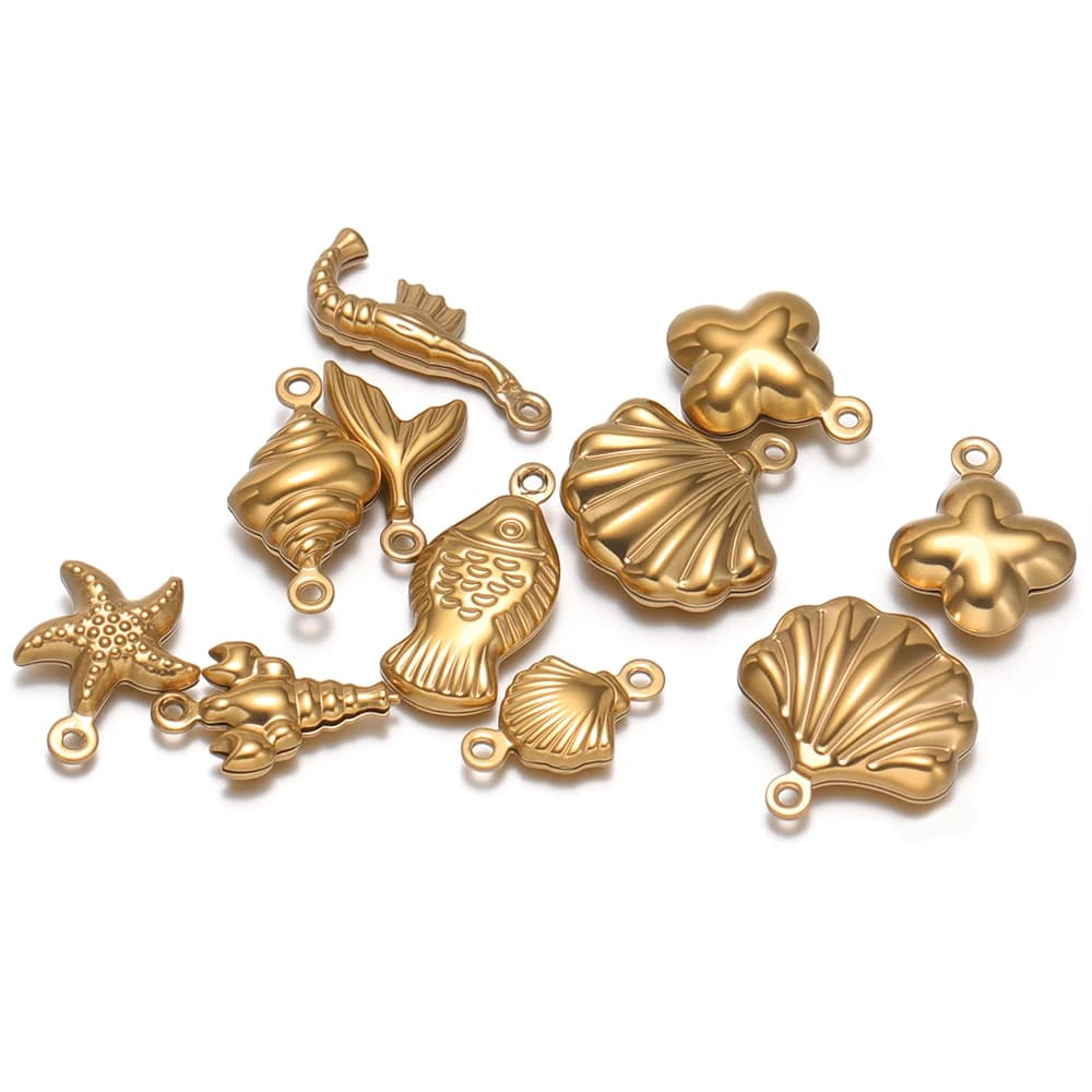 20 Pezzi Ciondoli Marini Cavi in Acciaio Inossidabile a Forma di Stella Marina e Conchiglia per Creazione Gioielli Fai da Te, Collane, Orecchini, Bracciali e Accessori