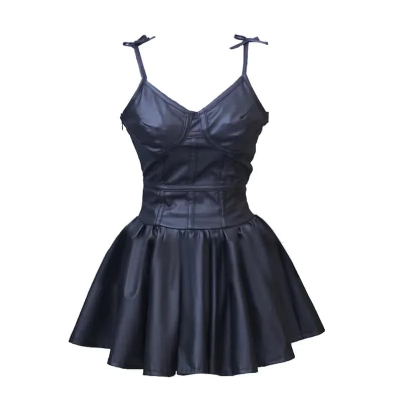 Gasai Yuno Abito in pelle PU nera Mirai Nikki Costume cosplay