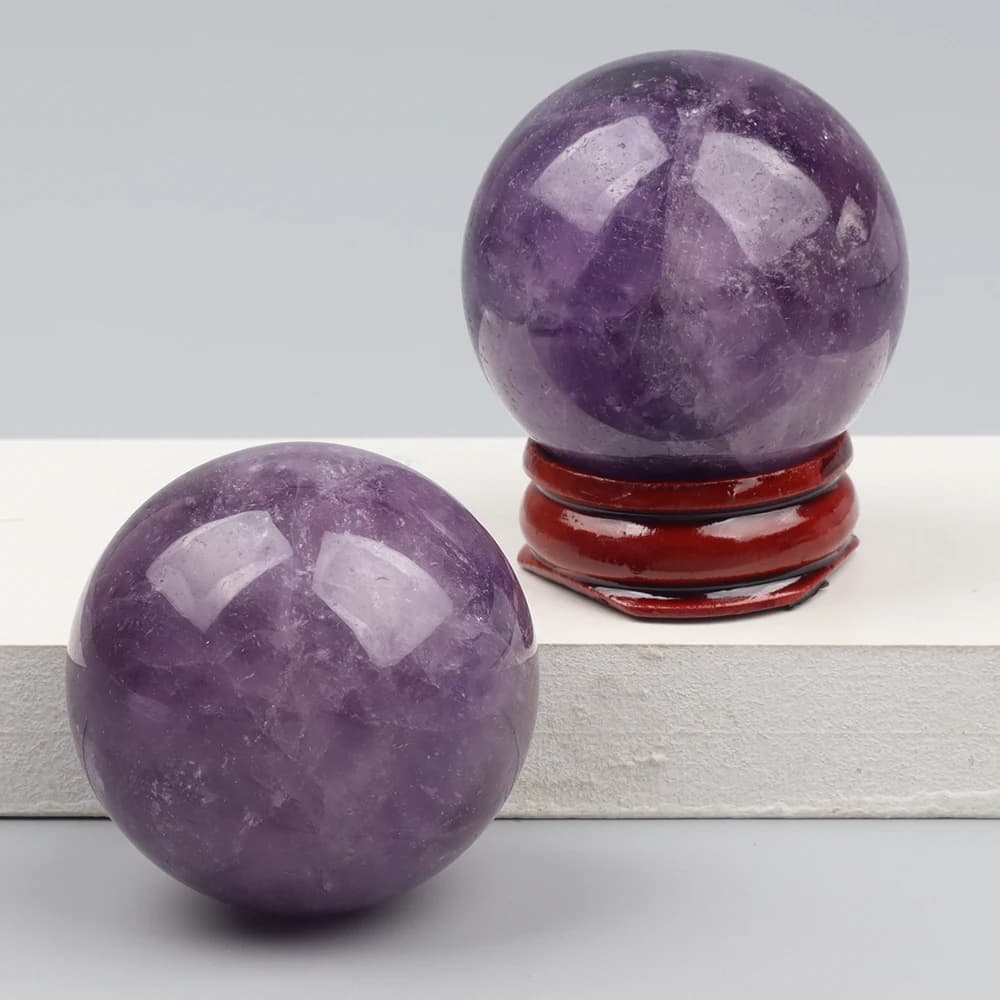 Sfera di ametista da 40 mm Sfera di quarzo di cristallo naturale Pietra preziosa Guarigione Massaggio a mano Palla Guarigione Feng Shui Decorazioni per la casa Artigianato