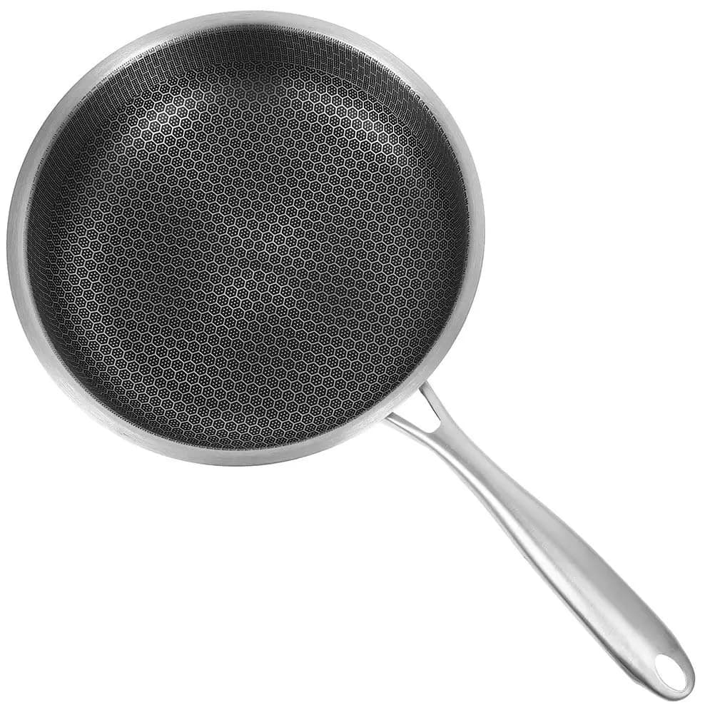 Nonstick Stainless Steel Honeycomb Frying Pan Steak Pan for Eggs Oven Dishwasher Safe Compatible with All Cooktops