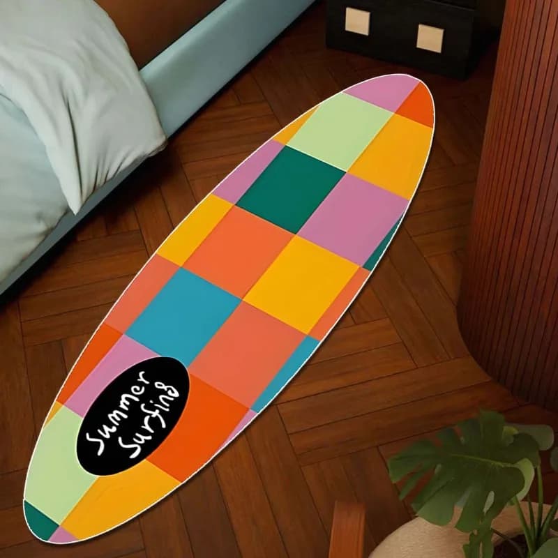 Tappeto VIKAMA Checkerboard Surfboard, tappeto morbido da comodino per camera da letto, tappetino antiscivolo per soggiorno e guardaroba, decorazioni per la casa