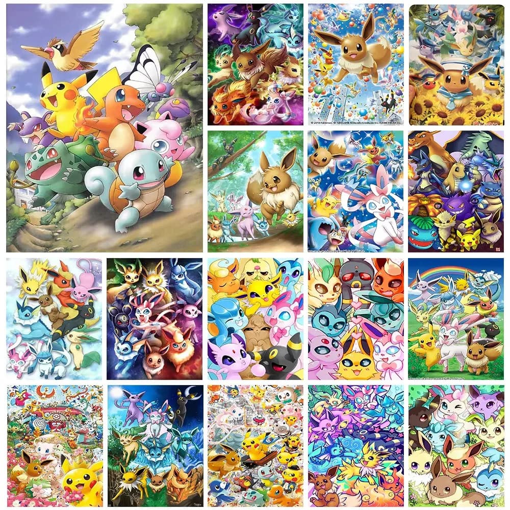 Diamond Painting Pokemon Japanese Anime Pikachu Round/Square Diamonds Mosaic Handmade Artwork Exquisite Gift Home Decor