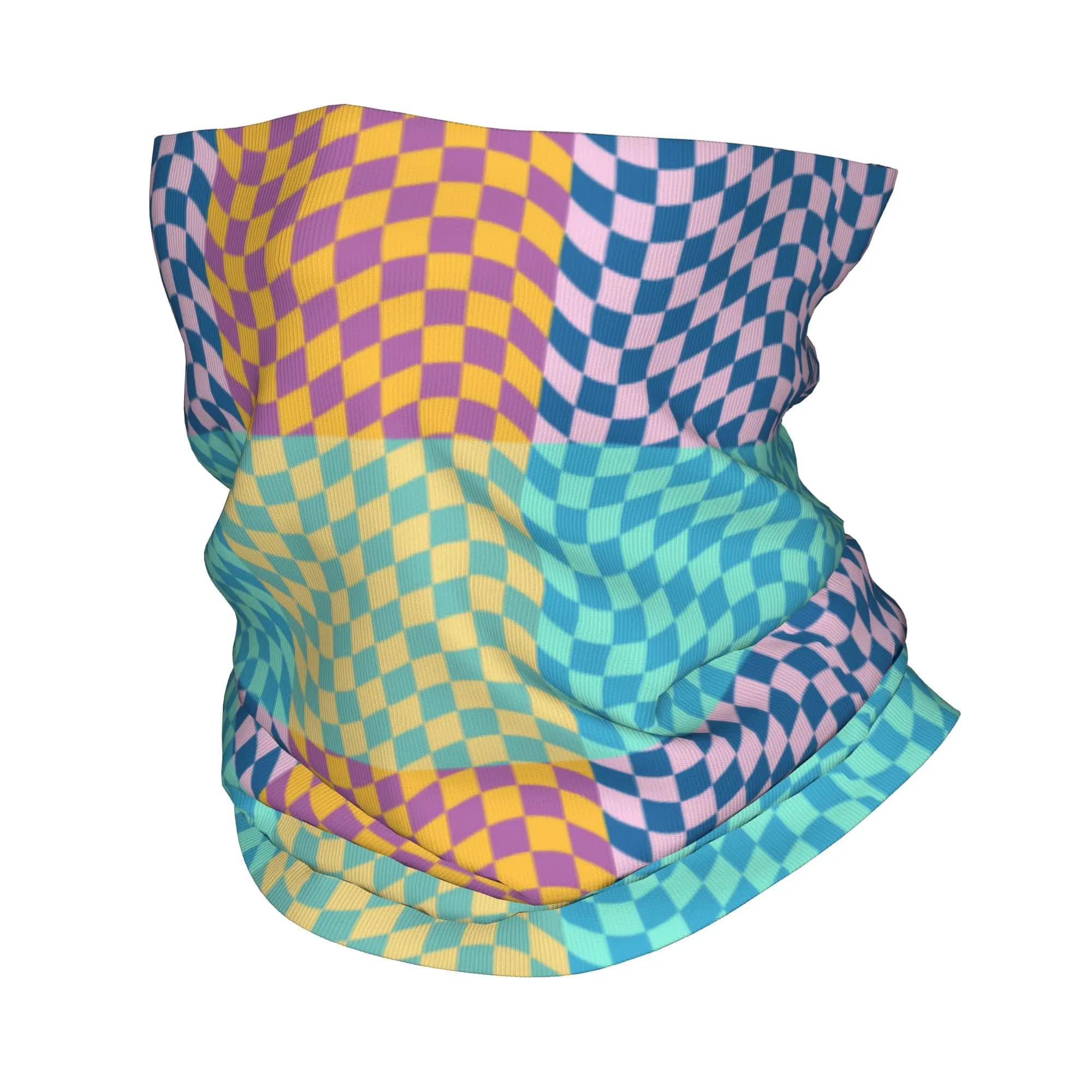Custom Colored Checkered Bandana Neck Gaiter Windproof Face Scarf Cover Men Women Headband Tube Balaclava