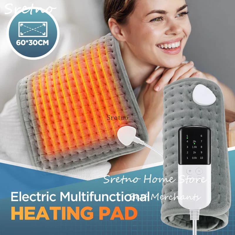 SRETNO Electric Heating Pad 10 Levels Constant Temperature Timing Hot Blanket Keep Legs Abdomen Hands Body Warming Thermal Mat
