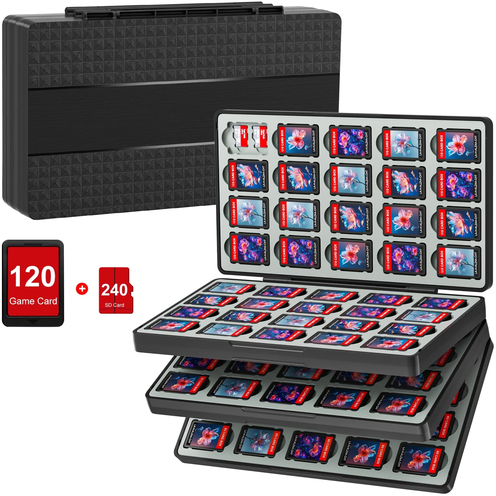 Custodia per carte da gioco per Switch 2 e Switch OLED e Lite, supporto per memoria con 120 slot per carte da gioco e 240 schede MicroSD S
